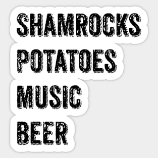 Shamrocks Potatoes Music Beer Sticker